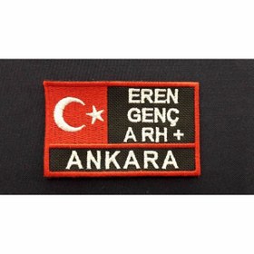 Resim ÇUKUROVA ÜTÜ İsimlik Bayraklı Cırtlı Kan Gurubu Patch Arma Nakış Cırtlı, 9 cm x 5,5 cm 