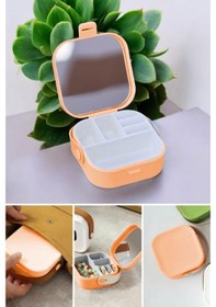 Resim Piev House By House Çanta İçi Aynalı Mini Makyaj Takı Kutusu Turuncu 
