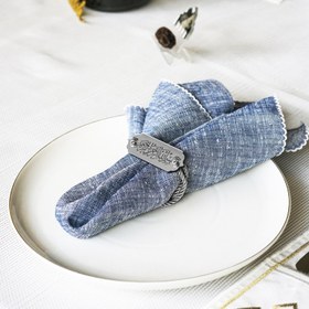 Resim Besmele Yazılı İp Detaylı Pleksi Peçete Yüzüğü - Gümüş / 12 