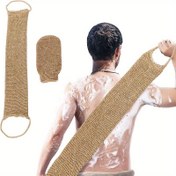 Resim Doğal Jüt Banyo Geri Çekme Şeridi ile Uzun Şerit Ovma Banyo Havlusu Ramie Mengma Ovma Geri Çekme Şeridi Ovma Banyo Eldivenleri Sauna Eldivenleri 