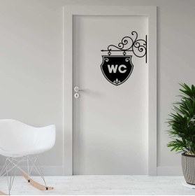 Resim cnpromosyon Ferforjeli Wc Tabela Silüeti Kapı Dekoratif Duvar Sticker, Çıkartma 