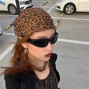 Resim 1 Adet Retro Leopar Baskılı Bandana - Kadınlar için Vintage 90'lar Tarzı Kare Eşarp, Hip-Hop Sokak Dansı Aksesuarı, Yıkanabilir Kamuflaj Desenli Başlık, Moda Başörtüsü | Vintage Stil Eşarp | Yıkanabilir Saç Bandı 