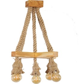 Resim Levant Ahşap 5li̇ Avi̇ze Rusti̇k Jut Halatlı 