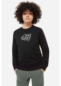 Resim Lana Del Rey Logo Baskılı Unisex Çocuk Siyah Sweatshirt Siyah 