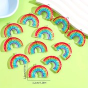 Resim DIY Takı Yapımı için 10'lu Paket Çok Renkli Reçine Gökkuşağı Süsler, Kolyeler ve Küpeler için Sevimli Kolye Uçları 