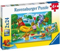 Resim Ravensburger 2x24 Parça Puzzle Ayı Ailesi Kampta 052479 