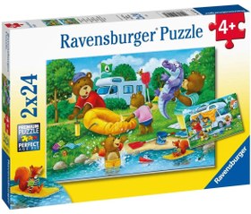 Resim Ravensburger 2x24 Parça Puzzle Ayı Ailesi Kampta 052479 