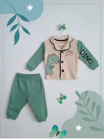 Resim Baby Lina Anne Ve Bebek Ürünleri Bebek Pijama Takımı Dino Baskılı Alt-üst Set 