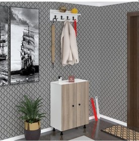 Resim Kenzlife Ayakkabılık Cimcime5 Crdbyz 83 060 32 Kapaklı 5 Raflı 15 Çift Ayakkabı Kapasitesi Ahşap 