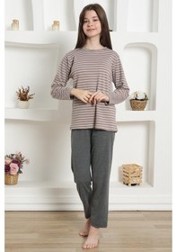Resim Akbeniz Kız Çocuk Penye Pijama Takım 20424 Füme 