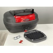 Resim FirstBag 48 Lt Bagajlı Motorsiklet Çantası Kırmızı Reflektörlü 