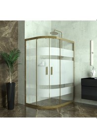 Resim Tekno Duş Bronze Sirius 6mm Kumlamalı Cam Asimetrik Oval Duşakabin Şeffaf 