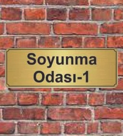 Resim hediyelikevi 10X20 Cm Soyunma Odası -1 Yazılı Metal Yönlendirme-Altın 