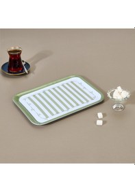 Resim Kitchen Blad Tepsi - Yeşil / Beyaz - 27x21 Cm Çok Renkli 