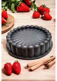 Resim Kapris Granit Döküm Tart Turta Kalıbı 26cm Granit Siyah 