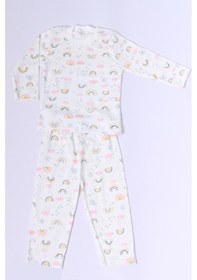 Resim Bebek Pamuk Pijama Takımı Tenkli Baskılı Bisiklet Yaka A2 Pembe 