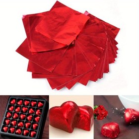 Resim 100 adet/paket, 15*15cm/6*6 İnç, Alüminyum Folyo Şeker Sarar, Ev Yapımı Şeker ve Hediye Süslemesi için Alüminyum Folyo Çikolata Şeker Sarar, Kırmızı, Alüminyum Folyo Yapışkan Yumurta Sarar, Çay Siu Ching Kuan Sarma Folyosu, Tatlı Sarma 