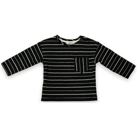 Resim Çikoby Erkek Bebek Çocuk Pamuklu Çizgili Cepli Uzun Kol Tshirt-10810-siyah Siyah 