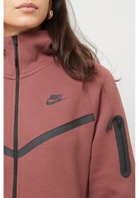 Resim Nike Tech Fleece Full Zip Women Windrunner Hoodie Kapüşonlu Fermuarlı Kadın Sweatshirt Kahverengi Kahverengi 