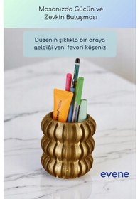 Resim Kalemlik Masa Kalemliği Organizer Kalemlik Altın Renk Model 75 Çok Renkli 