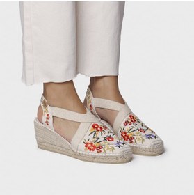 Resim Toni Pons Montjoı Dalia Kadın Bej Çiçek Desen Dolgu Topuk Espadril 1tonw2025085 Bej-kırmızı Bej - Kırmızı 