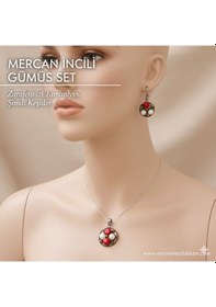 Resim Mercan Ve İncili Gümüş Set Bronz 