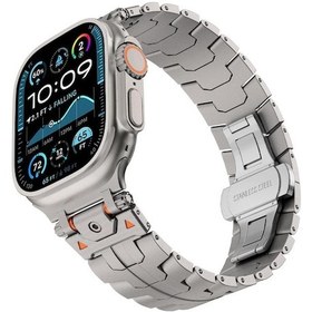 Resim Paslanmaz Çelik Demir Adam Kelebek Toka Metal İzleme Bandı Titanyum Rengi , Boyut:Watch 46mm / 49mm / 45mm / 44mm İçin 