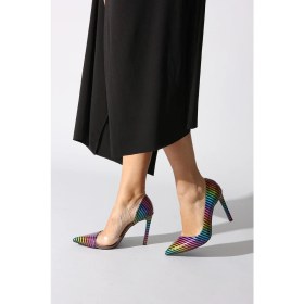 Resim Rovigo Plus Renkli Çizgili Kadın Stiletto 