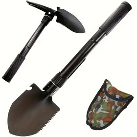Resim Kompakt Katlanabilir Kürek - Hafif Taşınabilir Çok Fonksiyonlu Aracı Ergonomik Sap ve Depolama Çantası ile Kampçılık, Yürüyüş, Acil Durum Kiti, Sırt Çantası için - Dayanıklı Metal Yapı, Kamp Ekipmanı, Yürüyüş Gereksinimleri, Katlanabilir Tasarım, Sağlam Yapı 