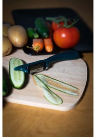 Resim Solingen Simli Yeşil Dikey Soyacak Paslanmaz Alman Çeliği, Ergonomik Sap, Çift Yönlü Kesici Ağız-198 Yeşil 