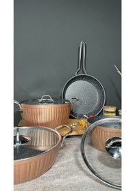 Resim 7 Parça Yanmaz Yapışmaz Granit Tencere Seti-9027835377276 