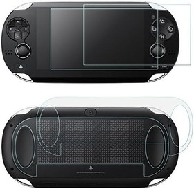 Resim AFUNTA Sony PlayStation Vita 1000 için ekran koruyucu folyo, arka yüzlü, 2'li paket sertleştirilmiş cam ön cam ve arka taraf için HD Clear PET film 
