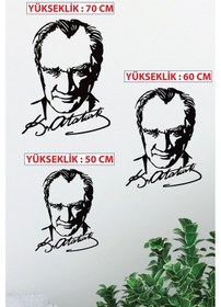 Resim Gowpenart Atatürk İmzalı Portre Siyah Metal Duvar Tablosu 