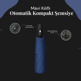 Resim K-Yonlineticaret Mavi Kılıflı Otomatik Kompakt Şemsiye 