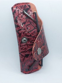 Resim sorte store Hakiki Deri Baskılı Pembe El Yapımı Handmade Gözlük Kılıfı 