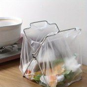 Resim Paslanmaz Çelik Çöp Rafı - Ev - Açık Hava * Taşınabilir Basit Masa Tabanı Çöp Rafı Katlanabilir Çok Fonksiyonlu 