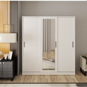 Resim Afillibebek Blanka 3 Kapılı Sürgülü Aynalı Gardrop ( Tamamı Mdflam ) 