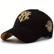 Resim Erkekler ve Kadınlar için Ayarlanabilir Snapback Beyzbol Şapkası - 3D Totem Nakışlı, Spor Hip Hop Tarzı, Altın İşlemeli Siyah, Yazlık Dış Mekan Güneşlikli Kasket, Dayanıklı Başlık 