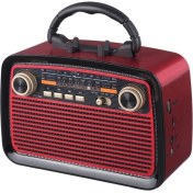 Resim Klasik Tasarımlı Renkli Radyo, Bluetooth, Fm, Usb, Sd, Mp3, Aux, Işıklı Hoparlör 