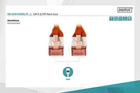 Resim Digitus DK-1644-0025-R Cat.6 Patch Kablo, S-Ftp, Halogenfree, Awg 27/7, 0.25 Metre, Kırmızı Renk 