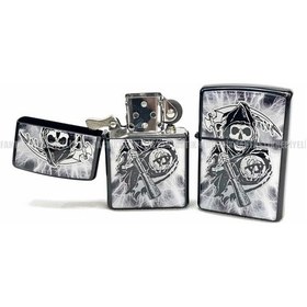Resim Sons Of Anarchy Azrail Tırpan Mat Siyah Kapaklı Benzinli Çakmak 
