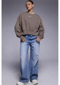 Resim Nike Sportswear Essential Collection Fleece Oversized Kadın Sweatshirt Kahverengi 