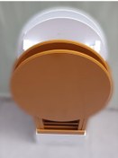 Resim Çanta Zigon Sehpa Oval Model Dörtlü Ahşap Mdf Beyaz Ve Hardal Renk Uyumu El Yapımı 