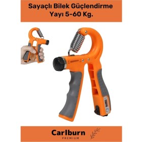 Resim Carlburn Premium Üretim El Bilek Güçlendirici Kas Yapma Ayarlı Damar Sayaçlı Bilek Güçlendirme Yayı 5-60 Kg. 
