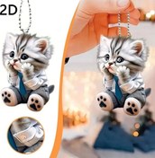 Resim Shineyee Kedi Figürlü Çok Amaçlı Akrilik Aksesuar: Araba İçi Pendent, Anahtar Kılavuzu Ve Çanta Takımı Zincirli 1 Adet 