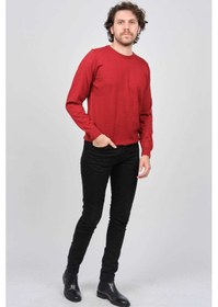 Resim Desen Triko Erkek Bisiklet Yaka Yün Kazak 0249603 Kırmızı 