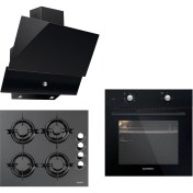 Resim Kumtel Black Still Button Ankastre Set ( A6 S2/B66-S2 Fırın - Ko-40 Tahdf Ocak - KO-830 Davlumbaz ) 