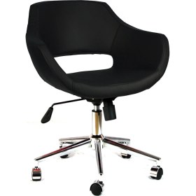 Resim Bluetick Siyah Home Office Çalışma Koltuğu Suni Deri Metal Ayaklı Ofis Çalışma Sandalyesi TR1004 