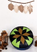Resim Ottoman Pouffe İskandinav El Yapımı Hakiki Kuzu Derisi Bohem Bahçe Balkon Bungalov Puf Minder 60x30cm(DOLGULU) 
