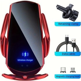 Resim Xuweiwei Manyetik Araba Kablosuz Sarj Standi Cep Telefonu Tutucu Kırmızı Hizli Sarj 360 Derece Doner İphone Galaxy Xiaomi Icin 